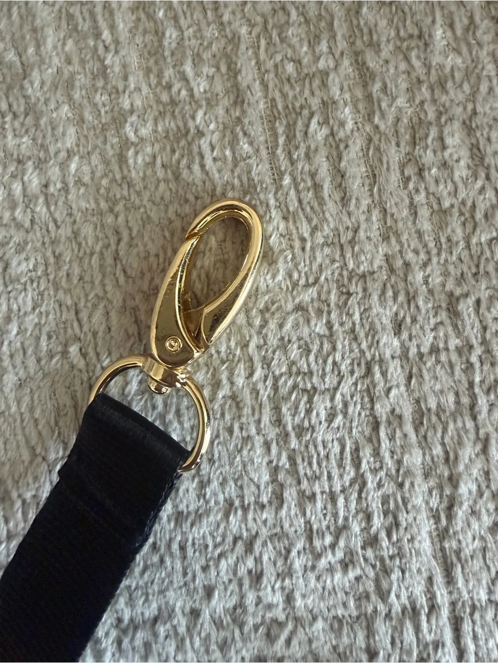 Escada Black Logo Ribbon Lanyard with Gold Clip